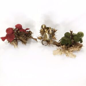 Lot Of 3 Vintage Plastic Christmas Flocked Painted Birds Taper Candleholders